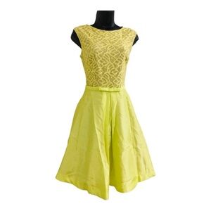 Taylor citron yellow lace dress taffeta full skirt‎ elegant dress size 6 new